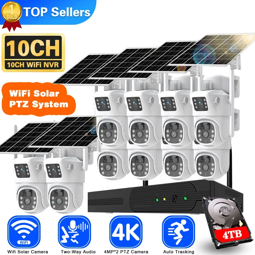 Home Security Panel - Kit Kamera CCTV tenaga surya Wifi,