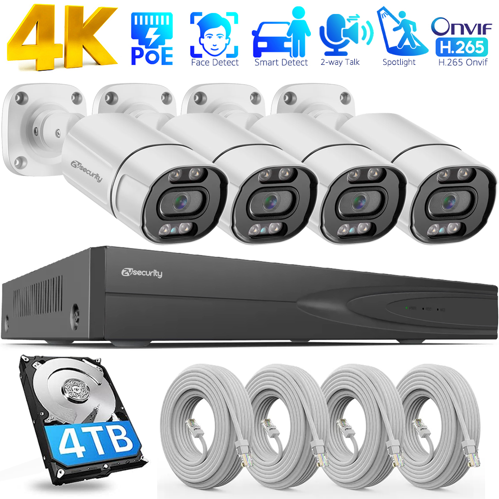 Home Security Nvr - Sistem Kamera Keamanan PoE 4K 4CH