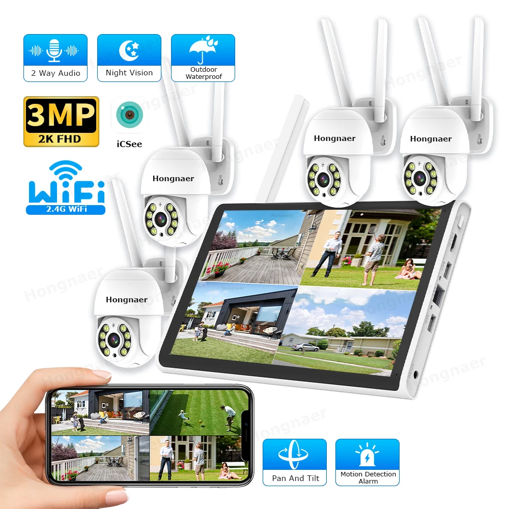 2026 Hongnaer 3MP 4 Channel Wi - Home Security Nvr ulasan dan harga