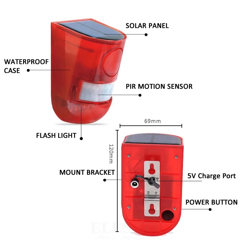 Lampu Alarm Tenaga Surya Tahan - Solar Security Light ulasan dan harga