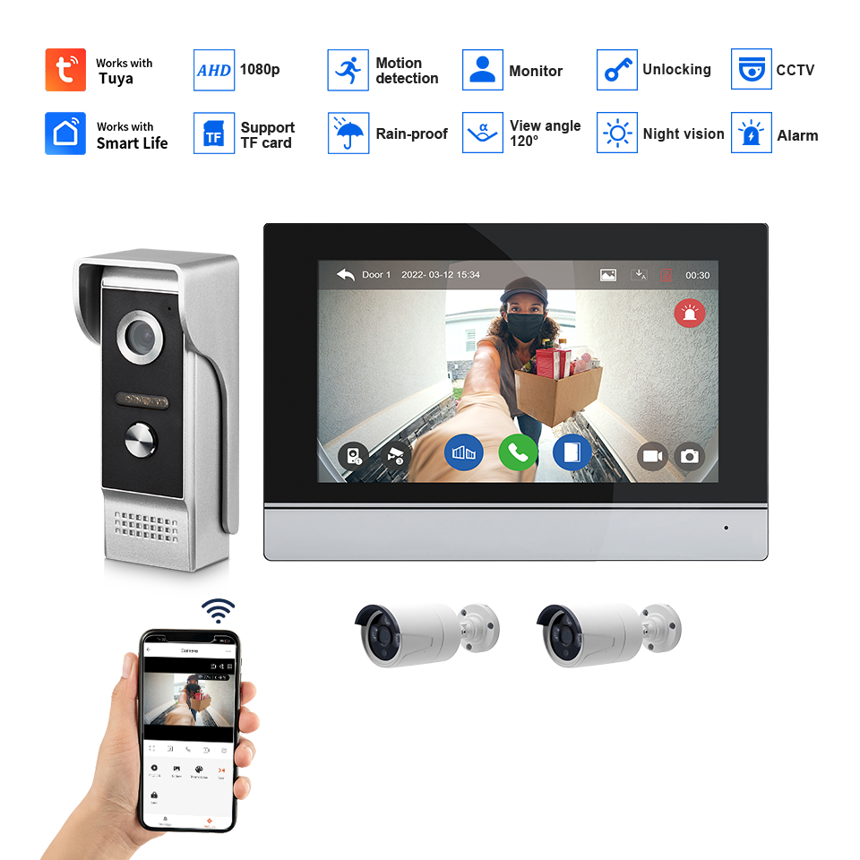 Layar IPS 7 Inci 2MP Tuya Kont - Home Security Honeywell ulasan dan harga